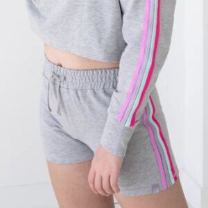 Jill Yoga Striped Sweat Shorts